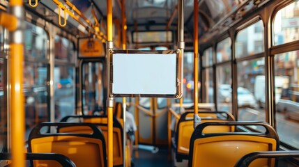 Back to School - Empty Banner on a Busy City Bus, Urban Education Concept, Student Transportation, School Commute, Educational Promotion