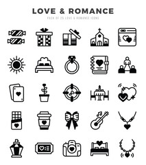 Love & Romance icons set for website and mobile site and apps.