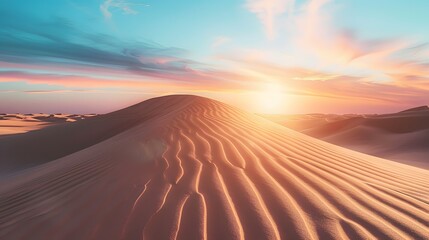 Naklejka premium Let the calming colors of desert sunrises greet you daily., clean background, Photo stock style, clean background, no copyrighted logo, no letters