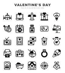 Vector icons set of Valentine'S Day. Lineal Filled style Icons.