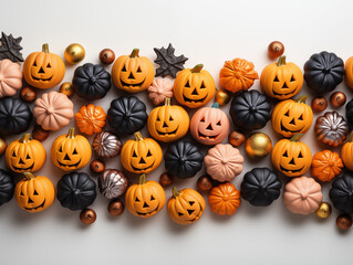Halloween Skull and Pumpkin Decorations on an isolated background