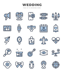 Simple Set of Wedding Related Vector Two Color Icons.