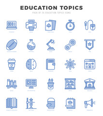 icons set. Education Topics for web. app. vector illustration.