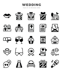 Wedding icons set. Vector illustration.