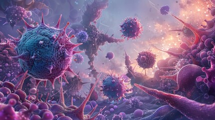 Obraz premium Microscopic view of cancer cells