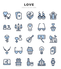 Love icons set. Collection of simple Two Color web icons.