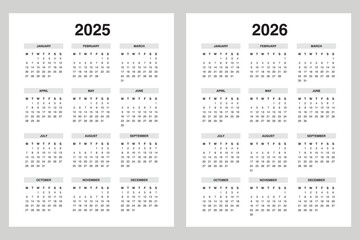 2025 2026 Portrait Yearly calendar, monday start