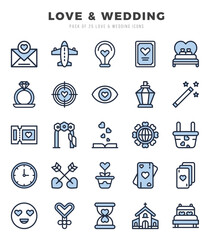 Set of Love & Wedding icons. Vector Illustration.