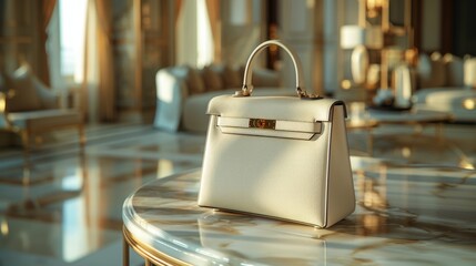 Luxurious Leather Handbag in Elegant Interior - Generative AI