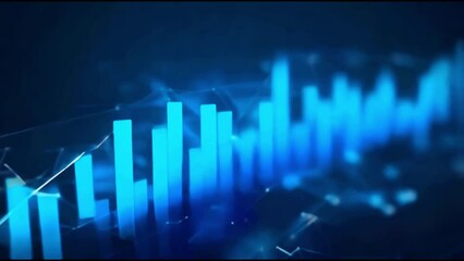 Abstract digital growing arrows up graph chart on technological background blue - Powered by Adobe