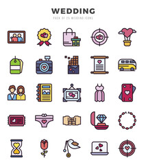 Wedding Lineal Color icons. Vector Lineal Color illustration.