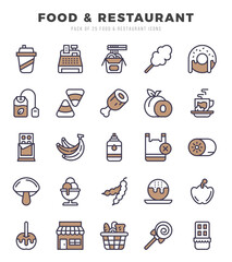Set of Two Color Food and Restaurant Icons. Two Color art icon. Vector illustration