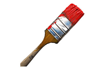 Red paint brush isolated on transparent background