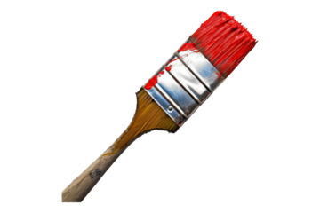 Red paint brush isolated on transparent background
