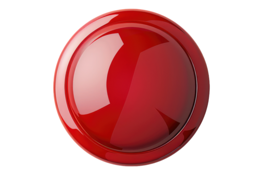 Red button isolated on transparent background