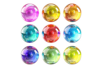 Rendering colorful round shapes bubble isolated on transparent background