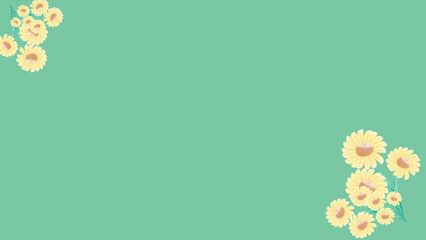 Naklejka premium Green tone background decorated with minimalist sunflowers