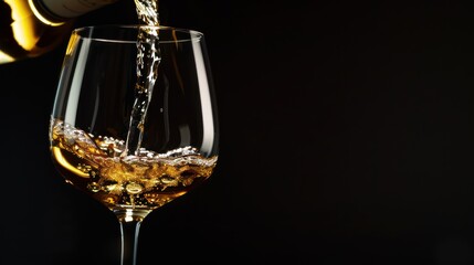 Pouring White Wine into a Glass