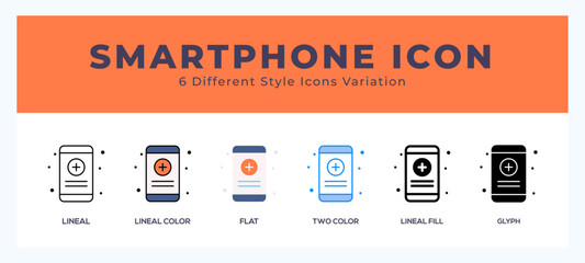 Smartphone icon in filled. thin line. outline stroke and flat style.