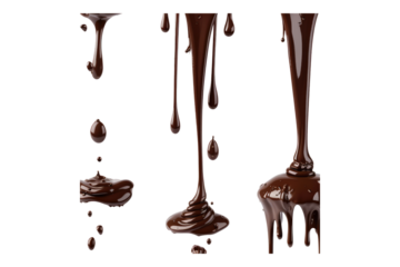 Set of chocolate drip isolated on transparent background