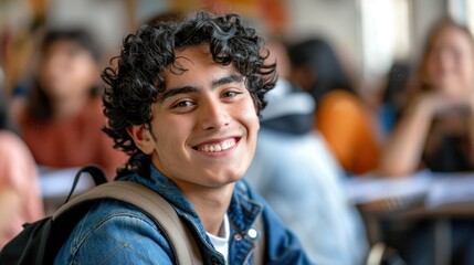 Fototapeta premium The smiling student in classroom