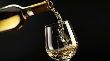 Pouring White Wine into a Glass