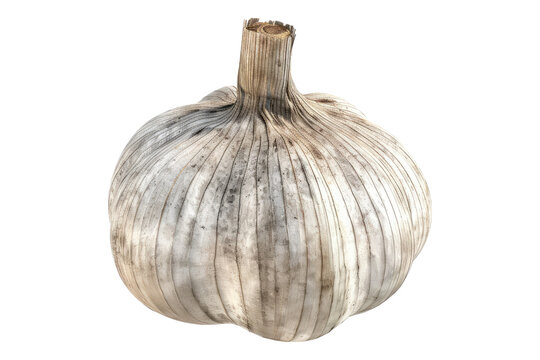 Silver skin garlic isolated on transparent background