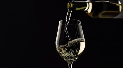 Pouring White Wine into a Glass