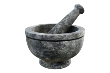 Stone mortar and pestle isolated on transparent background