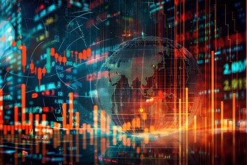 Fototapeta premium Global Oil Price Trends Abstract Collage with Spinning Charts