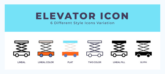 Elevator icon illustration vector with different styles