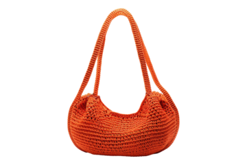 Tangerine tango crochet hobo bag isolate on transparent background