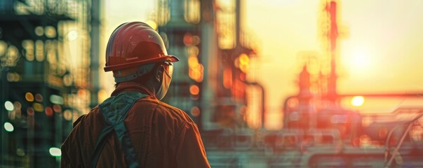 Fototapeta premium Determined Industrial Worker Operating Machinery Amidst Rising Fuel Prices