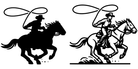 Cowboy Ride Horse Illustration.