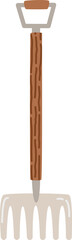 Gardening tool rake flat vector illustration
