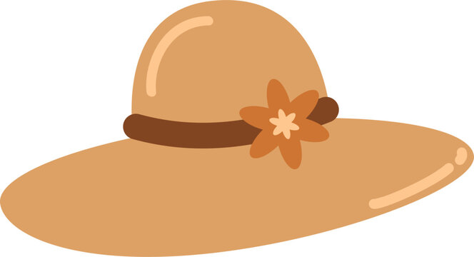 tan sun hat with flower detail clip art preview