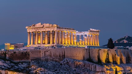 Greek legacy: The Parthenon in Athens, Greece, bathed in golden light, representing its importance as a historical and tourist site