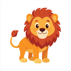 Cartoon happy lion on vector