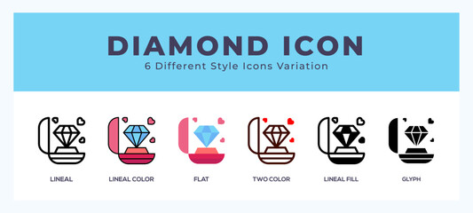 Diamond ring vector icons designed. icon symbol set.
