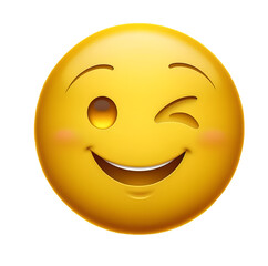 Fototapeta premium Emoji with smiling face and winking eyes isolated on white background