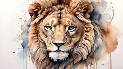 Portrait of a lion with oil painting 4k HDR 