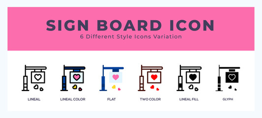 Sign board icon symbol. logo illustration with different styles