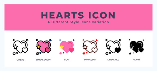 Hearts icon set pack vector illustration.