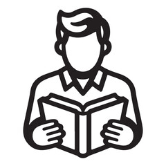 A Man Read a Book Outline Art