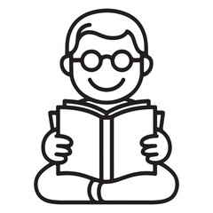 A Man Read a Book Outline Art