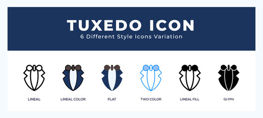 Tuxedo icon symbol. logo illustration with different styles