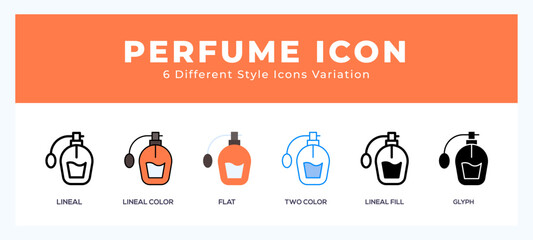 Perfume icons set. Different style of icons simple vector illustration.
