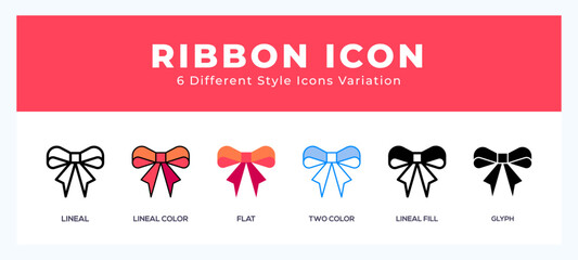 Ribbon icon illustration vector with different styles