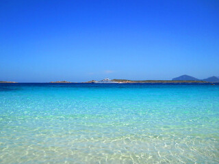 Beautiful sea in Sardinia, Italy. Blue clear water sea in Italy. Beautiful background with sea.