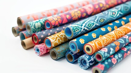 Obraz premium Colorful Rolls of Wrapping Paper for Festive Gifting